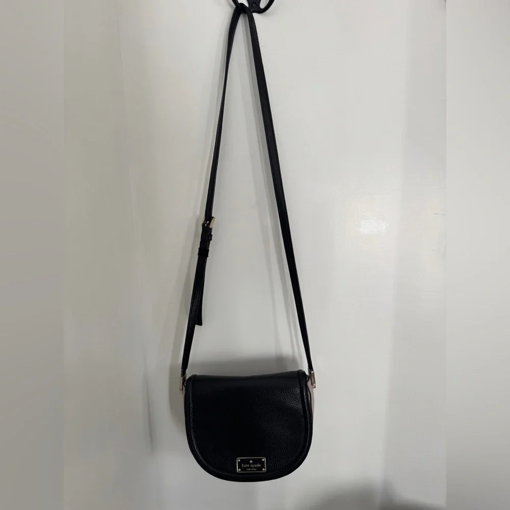 Kate Spade Black Beige Cream Dual Color Oliver Street Lily Leather Crossbody Bag